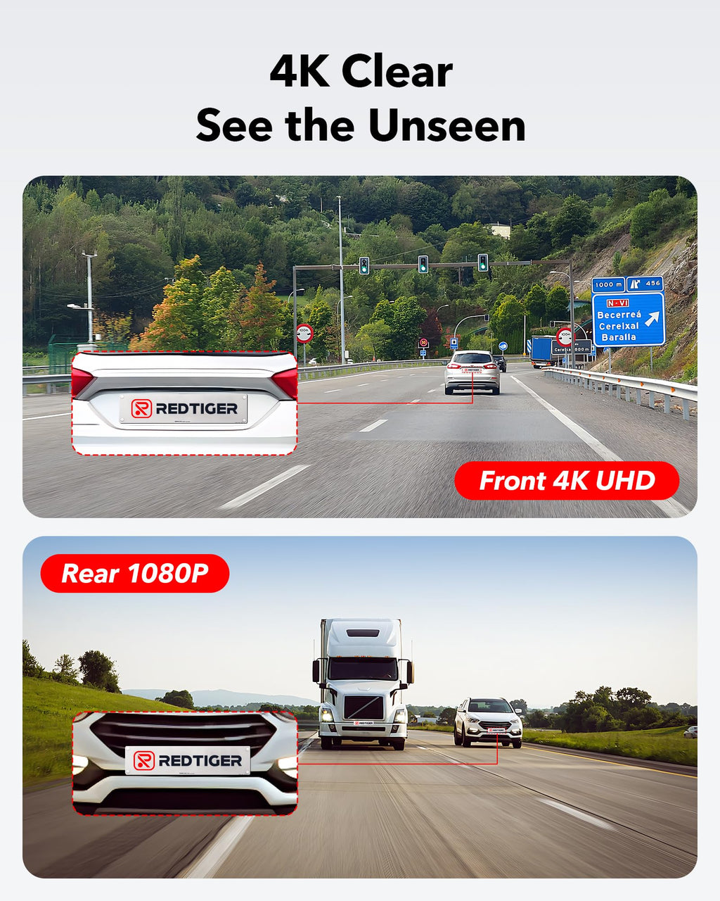 REDTIGER Dash Cam Front Rear, 4K/2.5K Full HD Dash Camera for Cars
