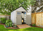 Rubbermaid Resin Outdoor Storage Shed With Floor Weather Resistant Gray Organization for Home