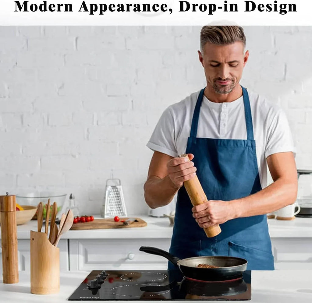 Karinear 30 Inch Electric Cooktop 4 Burners Built-in Ceramic Cooktop Radiant Electric Stove Top