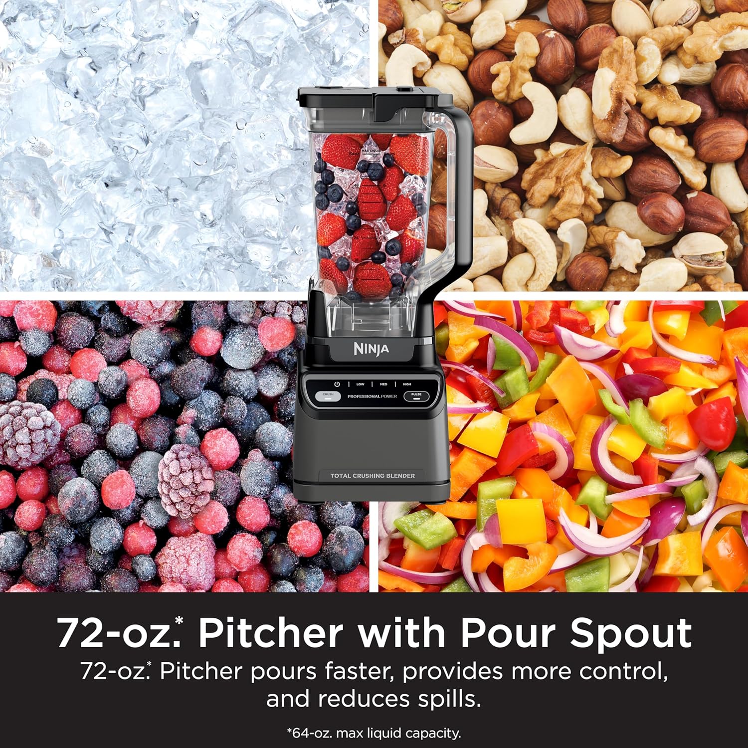 Ninja BL610 Professional 72 Oz Countertop Blender with 1000-Watt Base and Total Crushing Technology for-Smoothies, Ice and Frozen Fruit, Black