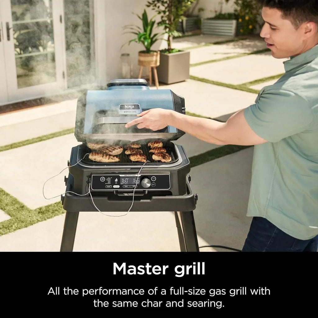 Ninja Woodfire Pro XL Outdoor Grill Smoker Thermometer 4-in-1 Master Grill BBQ Smoker Outdoor Air Fryer