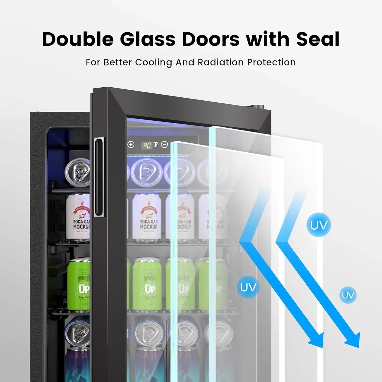 Beverage Refrigerator Cooler 126 Can Mini Fridge Glass Door for Drinks Soda Beer Wine Refrigerator