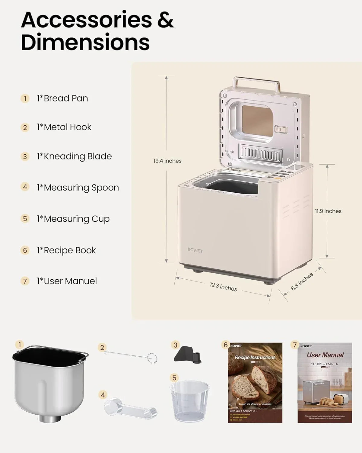 25-in-1 Bread Maker with Automatic Dual Dispenser 2-Pound Stainless Steel Bread Maker