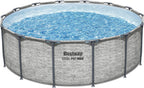 Steel Pro MAX 14 Foot x 48 Inch Round Metal Frame Above Ground Outdoor Swimming Pool Set