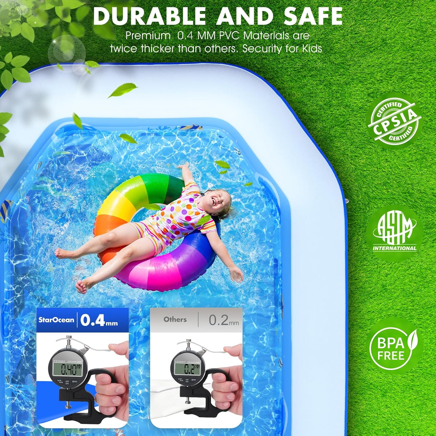 Inflatable Pool with Canopy, Large Inflatable Swimming Pool for Kids,Adult, Blow Up Pools with Seats,Backrest.Durable Thickened Inflatable Family Pools for Backyard,118"x75"x22"-Dark Blue