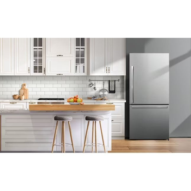 Hisense 17.2-cu ft Counter-depth Bottom-Freezer Refrigerator (Fingerprint Resistant Stainless Steel) ENERGY STAR