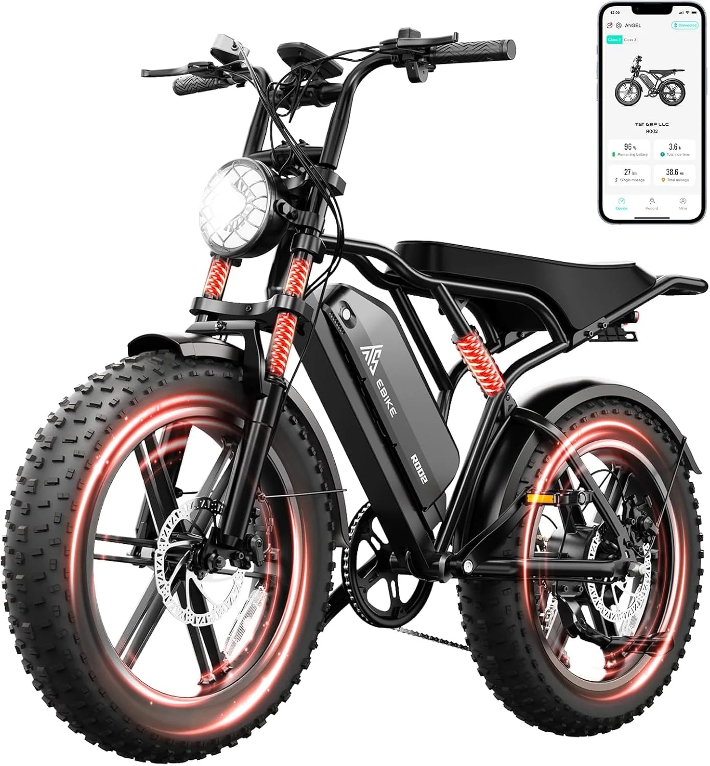 TST Electric Bike for Adults 1500W Peak 20" Fat Tire All-Terrain E-Bike 60/110 Miles 28 MPH Electric Dirt Bike