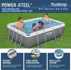 Power Steel 14' x 8'2" x 39.5" Oval Above Ground Pool Set | Includes 530gal Filter Pump, Ladder, ChemConnect Dispener