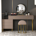 Modern Blue Makeup Vanity Set Retracted Dressing Table Cabinet&amp;Stool&amp;Mirror Included