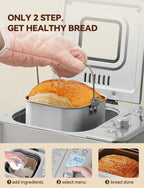 Neretva Bread Maker, 20-IN-1 2LB Bread Machine Dual Heater Bread Maker Machine Automatic with Nonstick Ceramic Pan, 15H Timer & 1H Keep Warm Set, Low Noise, Stainless Steel Breadmaker Recipe-Green