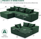 110 Cloud Sectional Couch, Boneless Sofa for Living Room Modular Sectional Sofa with Deep Seat