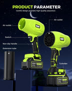 Leaf Blower Cordless with Battery and Charger, 500,000 RPM, Extended Nozzle, Lightweight Handheld Design, Turbo Jet Blower for Patio Cleaning