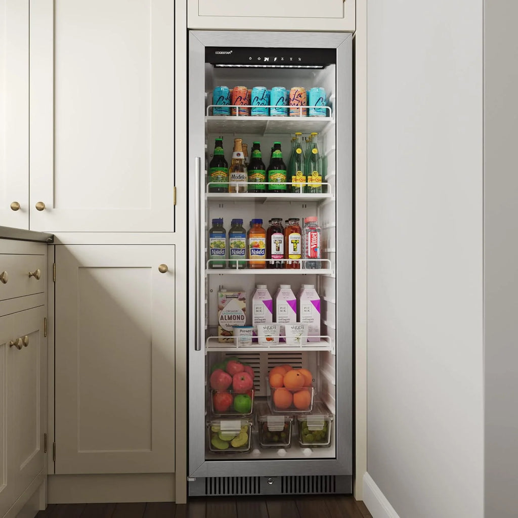 EdgeStar VBM101 22" Wide 10.1 Cu. Ft. Commercial Beverage Merchandiser ?C Stainless Steel, Temp Alarm, Reversible Door