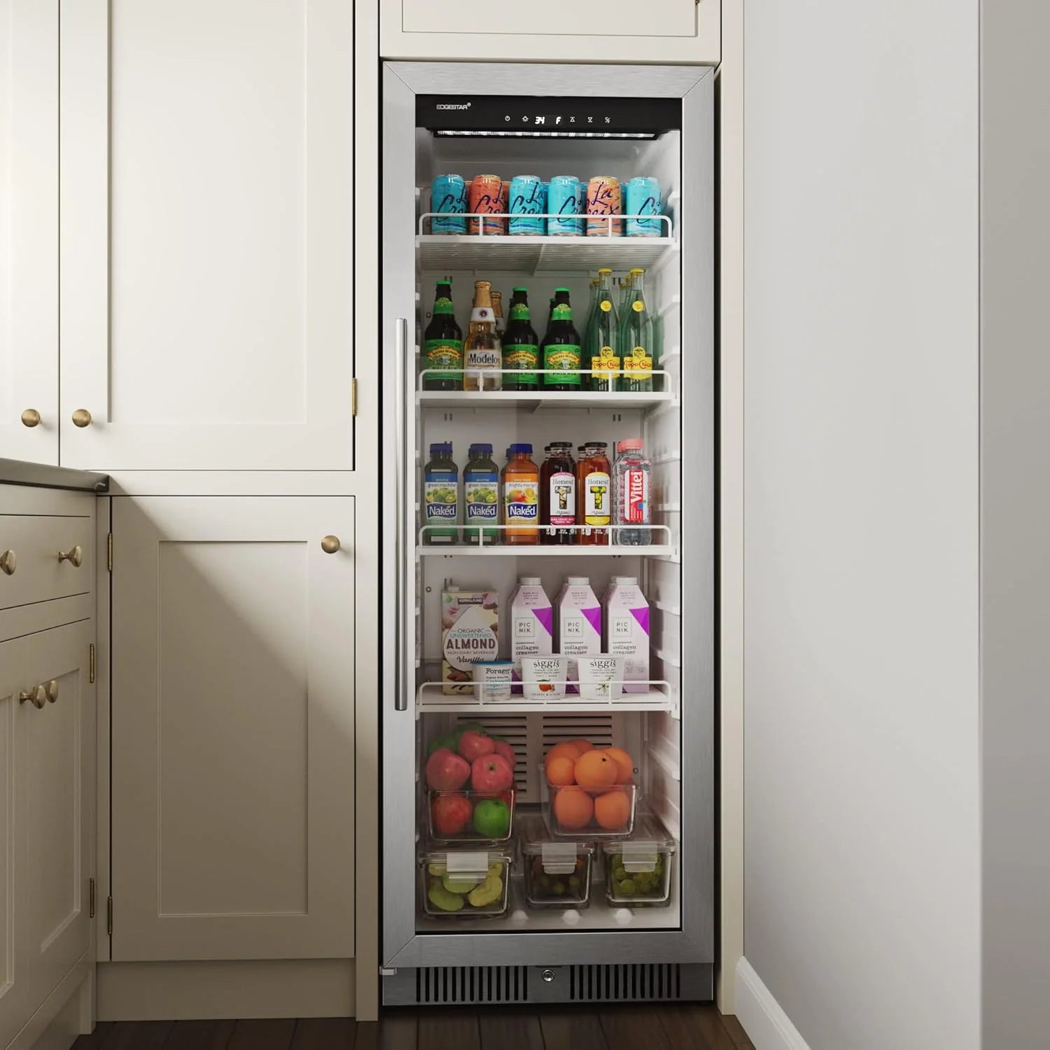 EdgeStar VBM101 22" Wide 10.1 Cu. Ft. Commercial Beverage Merchandiser ?C Stainless Steel, Temp Alarm, Reversible Door