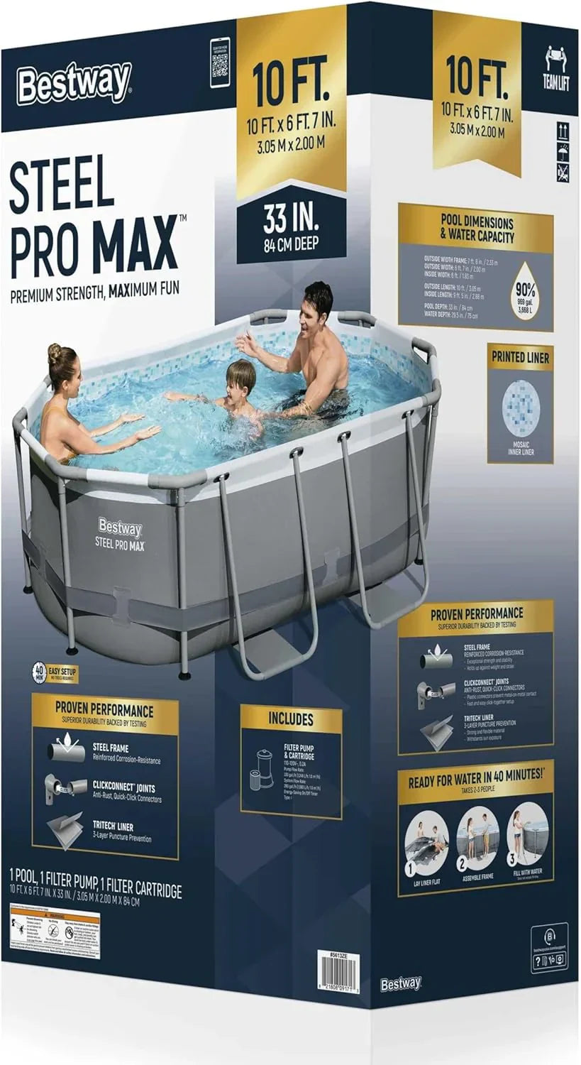 Power Steel 14' x 8'2" x 39.5" Oval Above Ground Pool Set Includes 530gal Filter Pump Ladder