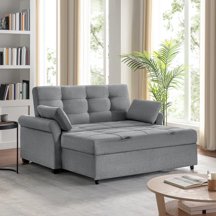 Serta Sabrina 73" Queen Rolled Arm Tufted Back Convertible Sleeper Sofa with Cushions (Dark Gray)