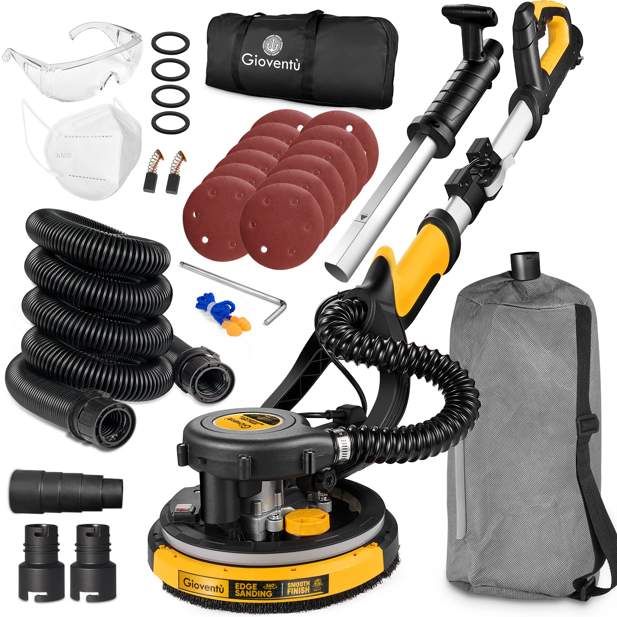Giovent?? Electric Drywall Sander with Vacuum for Popcorn Ceiling