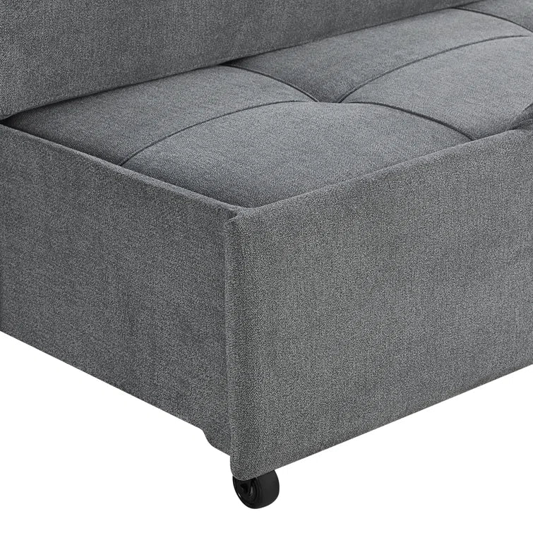 Serta Sabrina 73" Queen Rolled Arm Tufted Back Convertible Sleeper Sofa with Cushions (Dark Gray)