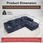Cloud Sectional Couch with L-Shape Chaise Modern Modular Sofa Deep Seat Built-in Cup Holder