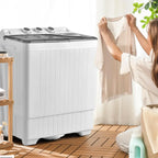 COSTWAY Double Tub 26 lb Capacity Laundry 18 lb 8 lb Spin Combo Drain Pump Washing Machine