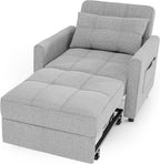 Sofa Bed Chair 3 in 1 Convertible Pullout Single Sleeper Chair Bed Spacious Multifunctional Sofa