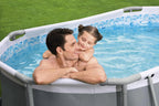 Power Steel 14' x 8'2" x 39.5" Oval Above Ground Pool Set | Includes 530gal Filter Pump, Ladder, ChemConnect Dispener