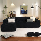 ovios 104" Cloud Sectional Couch with L-Shape Chaise,Modern Modular Sofa with Deep Seat, Upholstered Couches for Living Room Bedroom,No Assembly Required, Black (Corduroy Fabric)