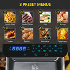 GVJMTKP 12 QT Air Fry Oven 8 In 1 Countertop Oven Combo with Air Fry Roast Broil Bake and Dehydrate 1700W with Accessories and LED Display Black