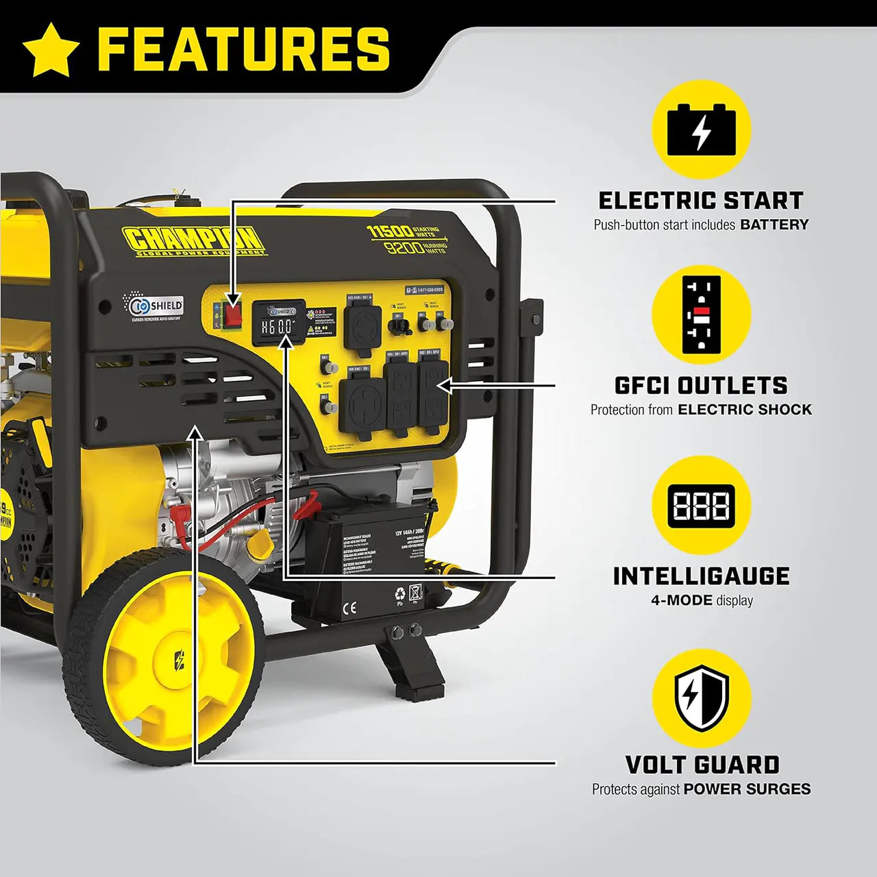 9000W Wireless Start Generator with CO Shield®