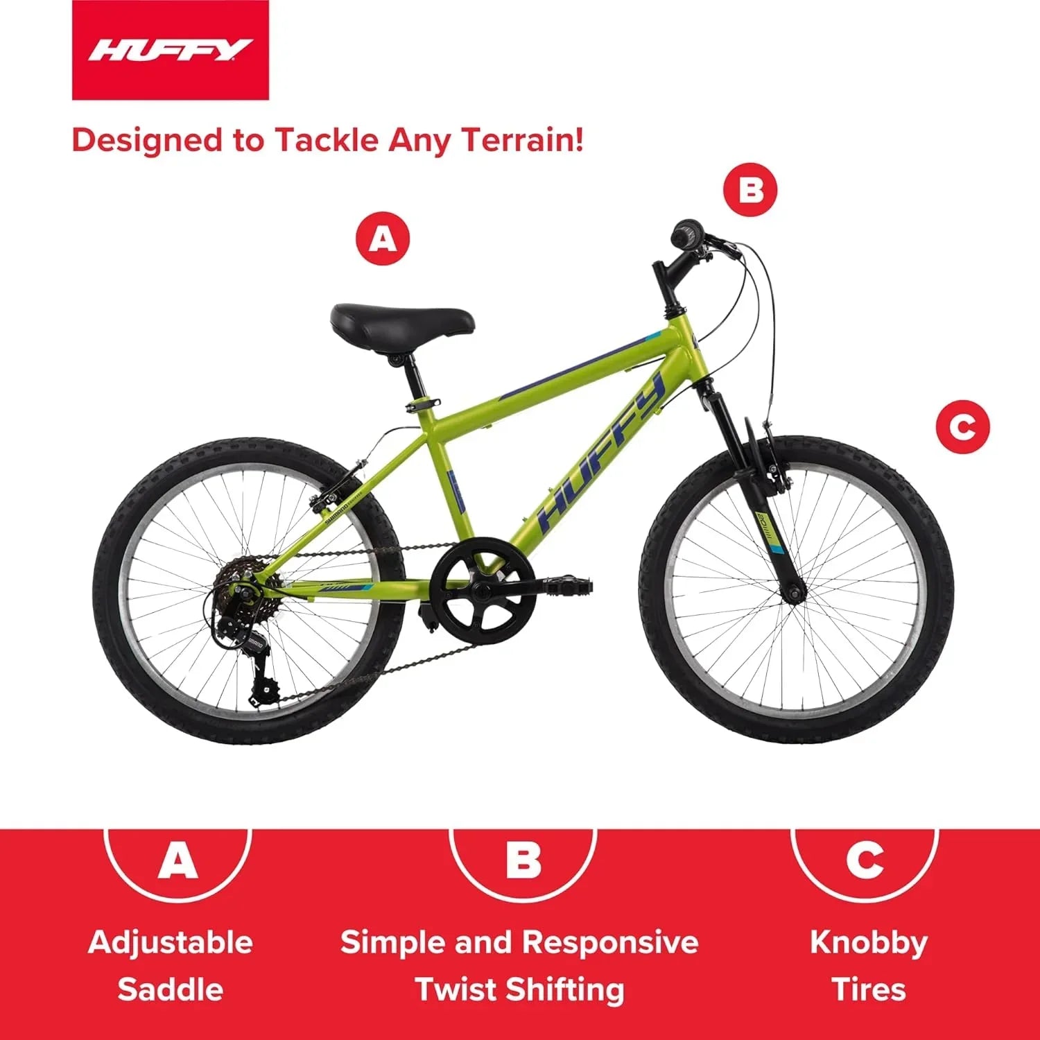 Huffy Stone Mountain Hardtail Mountain Bike for Boys/Girls/Men/Women 20"/24"/26" Sizes