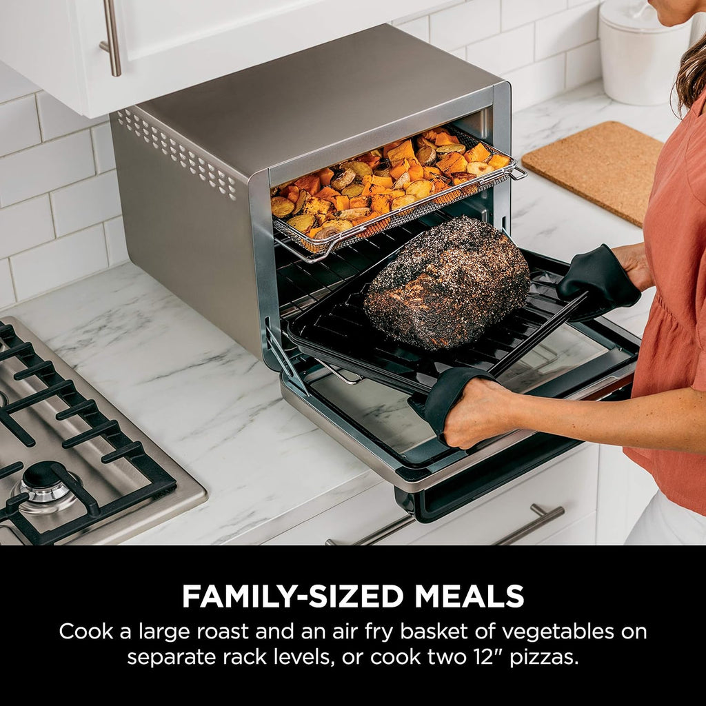 10-in-1 Smart Air Fry Digital Countertop Convection Toaster Oven with Thermometer XL Capacity and a Stainless Steel Finish