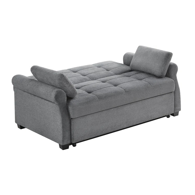 Serta Sabrina 73" Queen Rolled Arm Tufted Back Convertible Sleeper Sofa with Cushions (Dark Gray)