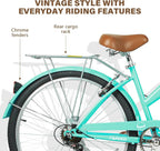 WEIZE Beach Cruiser Bike 26 inch Commuter Bicycle for Adult Men and Women 7-Speed/High-Carbon