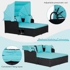 RELAX4LIFE Patio Outdoor Daybed with Canopy Wicker Sunbed Cushions 4 Pillows