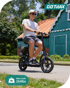 Gotrax adult electric scooter with seat maximum range of 19-25 miles all-terrain tires wide pedals
