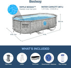 Power Steel 14' x 8'2" x 39.5" Oval Above Ground Pool Set | Includes 530gal Filter Pump, Ladder, ChemConnect Dispener