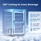 Beverage Refrigerator Cooler 126 Can Mini Fridge Glass Door for Drinks Soda Beer Wine Refrigerator