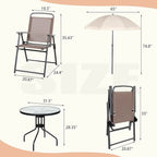 Vongrasig 6 Piece Folding Patio Dining Set Small Metal Outdoor Garden Patio Table and Chair Set