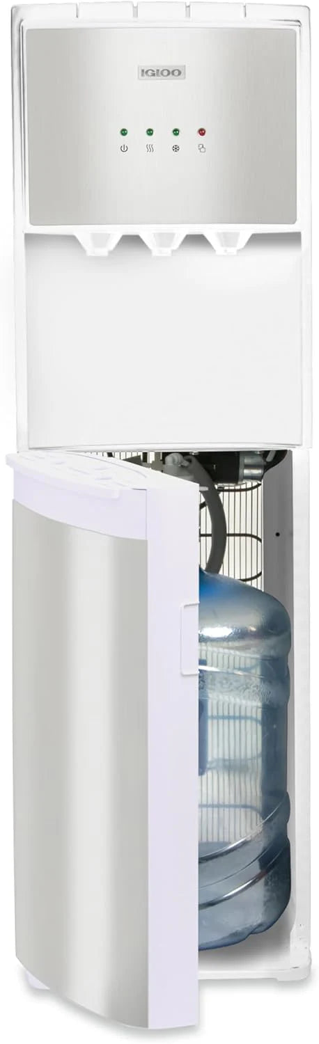 Igloo Bottom Loading Water Dispenser Stainless Steel, Holds 3 and 5 Gallon Jugs, Child Safety Lock