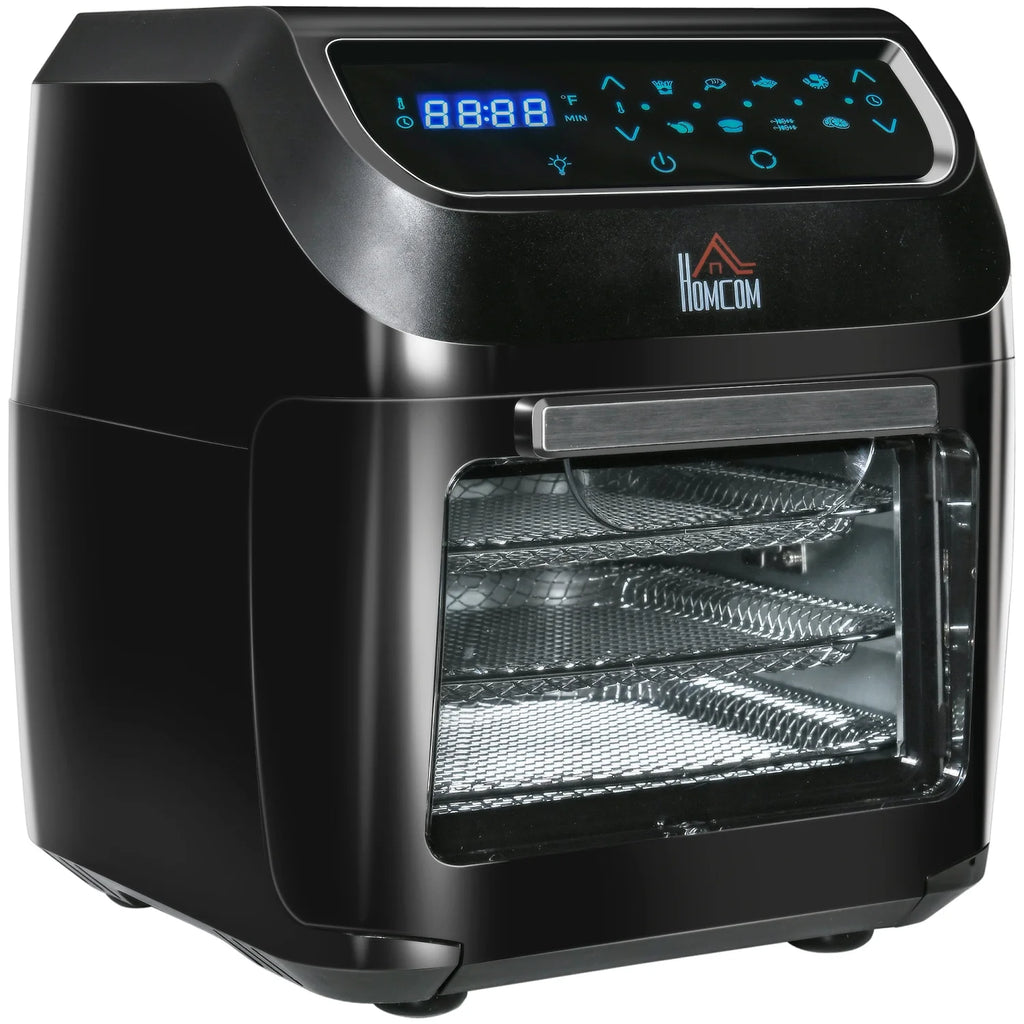 GVJMTKP 12 QT Air Fry Oven 8 In 1 Countertop Oven Combo with Air Fry Roast Broil Bake and Dehydrate 1700W with Accessories and LED Display Black