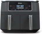 Ninja Foodi 10QT 6-in-1 DualZone Smart XL Air Fryer, 2 Independent 5QT Baskets, Smart Cook Thermometer, Match Cook, Smart Finish, Air Fry, Roast, Bake, Dehydrate, Reheat, Grey, DZ550