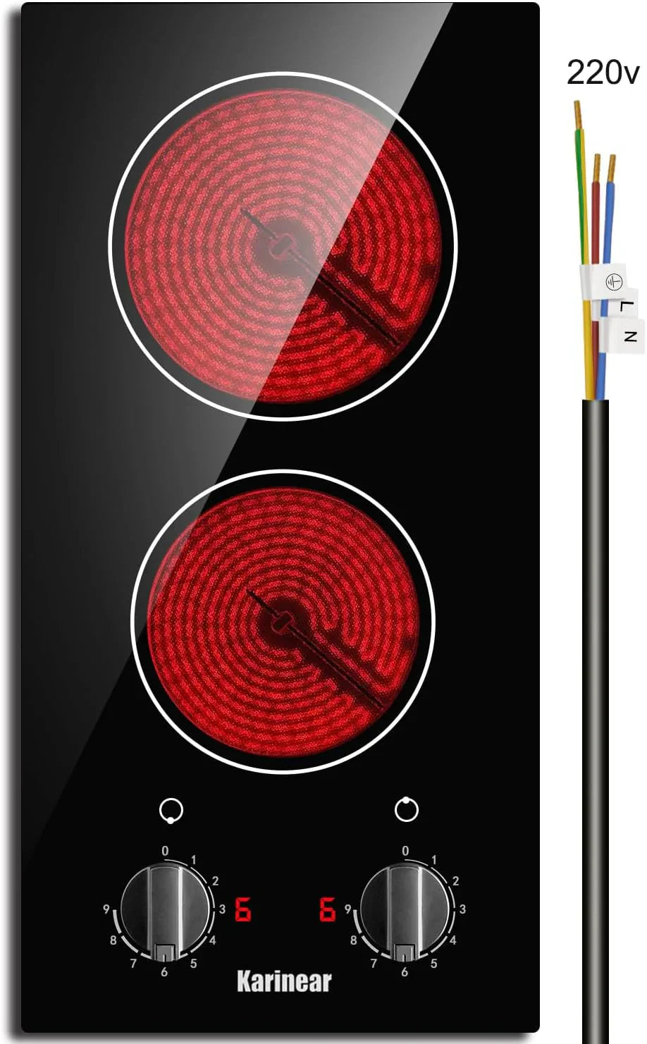 Karinear 30 Inch Electric Cooktop 4 Burners Built-in Ceramic Cooktop Radiant Electric Stove Top