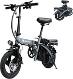 Ebikes for Adults, 400W Motor 22MPH Max Speed, 14?? Tire, 48V 15AH Removable Battery for Electric Bike, Multi-Shock Absorption, City Commuter, Foldable Adult Electric Bicycles