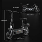iScooter electric scooter with seat, 37/21 mile range, 28/19/15.6 mph top speed, dual suspension scooter with basket