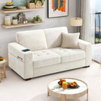 Hanherry 89" Sofa for Living Room, Modern Comfy Sofa with Medium Firm Seat Cushion, Removable Cover,Wide Armrest,USB/Type-C Port,Chenille Fabric Couches for Small Space,Apartment