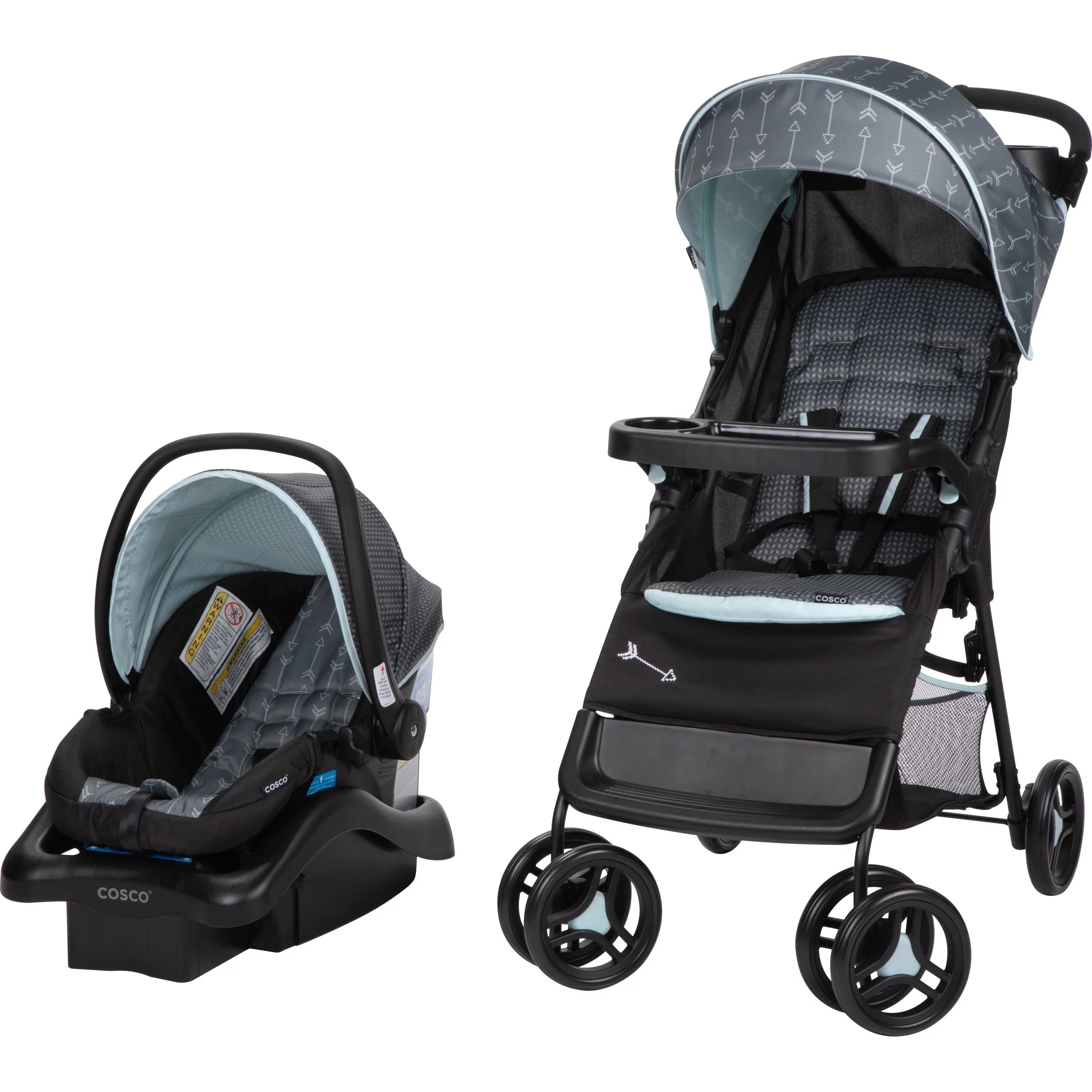 Cosco Kids Lift & Stroll DX Travel System, Gray Arrows, Toddler, Unisex