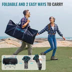 Double Camping Chair with Cooler 3-Person Folding Extra Large Camping Chair with 1000-Pound Load Capacity