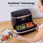 Ninja Foodi 10QT 6-in-1 DualZone Smart XL Air Fryer, 2 Independent 5QT Baskets, Smart Cook Thermometer, Match Cook, Smart Finish, Air Fry, Roast, Bake, Dehydrate, Reheat, Grey, DZ550