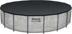 Steel Pro MAX 14 Foot x 48 Inch Round Metal Frame Above Ground Outdoor Swimming Pool Set with 1,000 Filter Pump, Ladder, and Cover, Gray