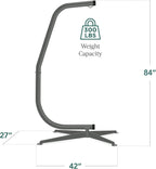 Best Choice Products Metal Hanging Hammock C-Stand for Chair/Weather-Resistant Finish, Offset Base - Stand Only - Black